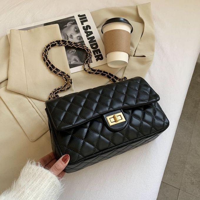 stylish Quilted Evening bag with gold chain