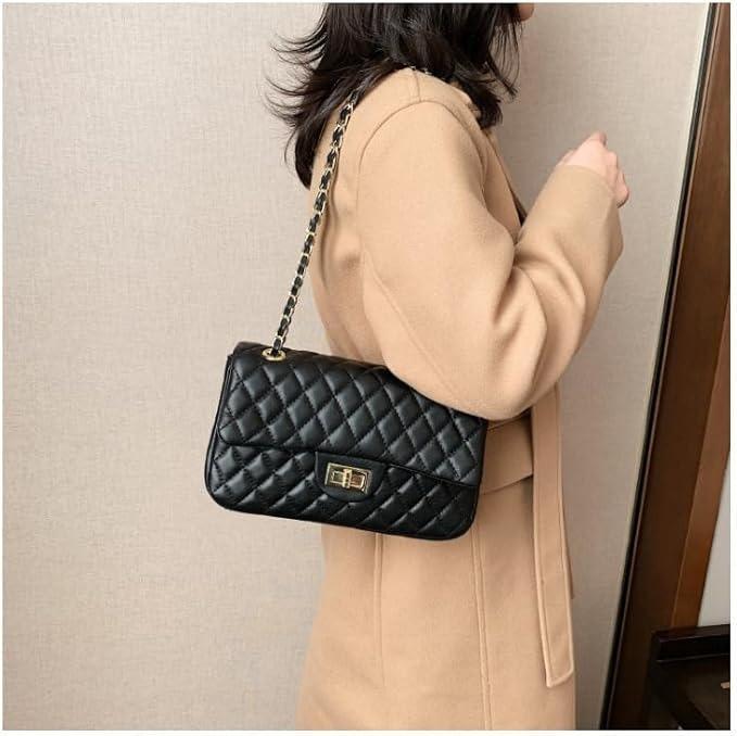 stylish Quilted Evening bag with gold chain