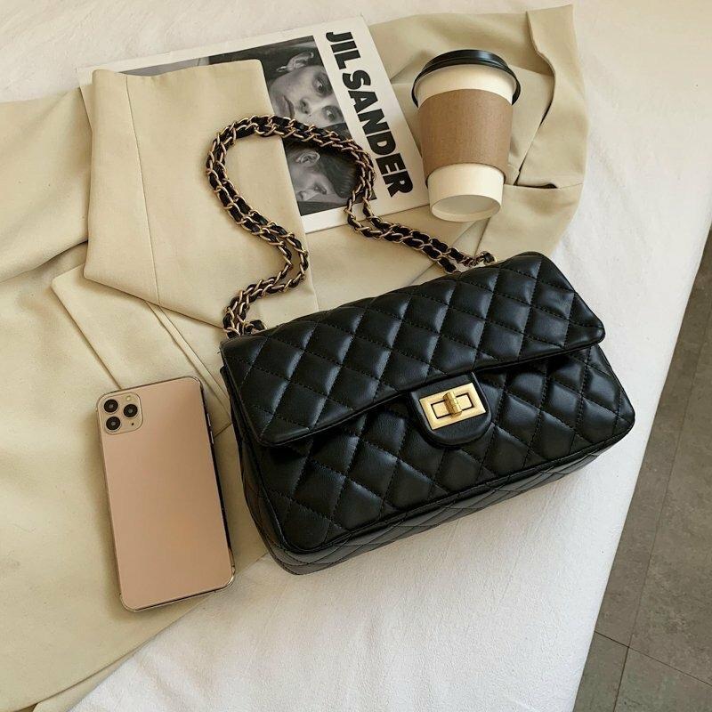 stylish Quilted Evening bag with gold chain