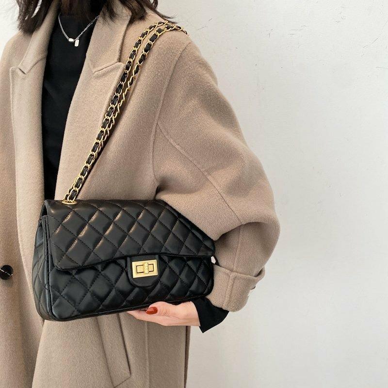stylish Quilted Evening bag with gold chain