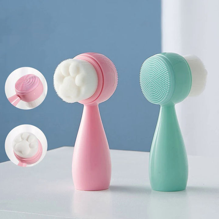 sillica gel facial brush double