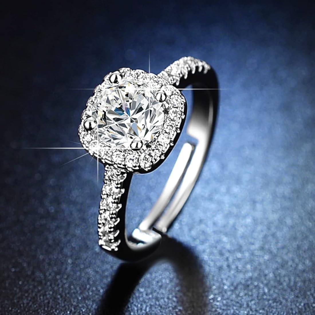 Square American Diamond Style Ring